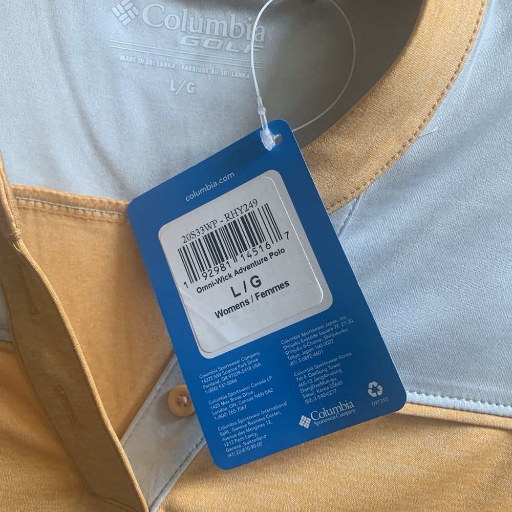 Columbia Golf Womens Large  Omni-Wick Adventure Shirt V-Neck Orange Stretch NWT - Picture 3 of 14